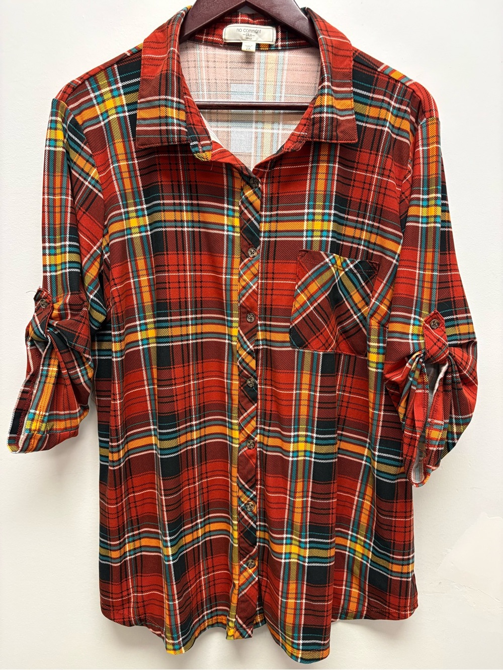 4 for $25 ❤️ No Comment Plus Plaid Button-Up Shirt 2X ❤️